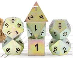 TEG - 7 Brushed Zinc w/ Black Metal Polyhedral Dice